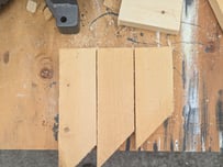 Wood strips laid out in a pattern