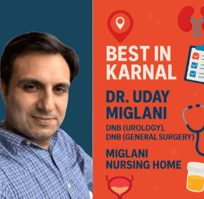 An image with details of Dr. Uday Miglani, best urologist in Karnal