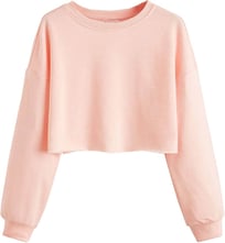 SweatyRocks Women's Casual Long Sleeve Raw Hem Pullover Crop Tops Sweatshirts