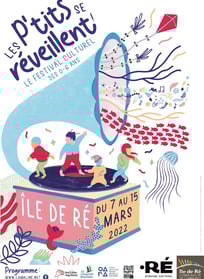 affiche illustrée représentant des enfants qui dansent sur un phonogramme d'où s'échappent des poissons et des notes de musiq