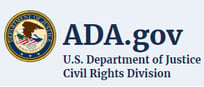 Department Of Justice logo with web address for Americans with Disabilities Act Disabilities website