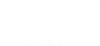 a white logo with the words VP, flight