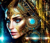 Energy Healing futuristic divine feminine with intuitive technology and multidimensional light codes