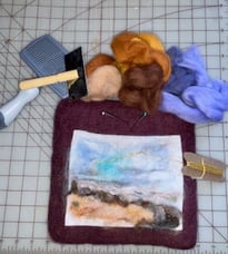 needle felt picture in progress