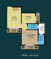 1 bhk 483 square feet floor plan of ellora emerald