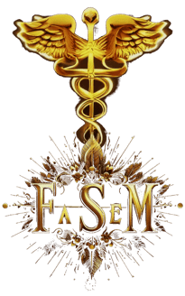 Logo F.A.S.E M. There is a Eusculapio stick