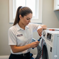 Novus-Pros technition working on Washing machine