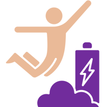 a person jumping in the air with a trash canister