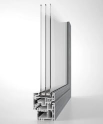 a window frame with a glass door and a window