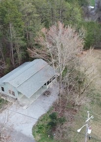 drone photo above house