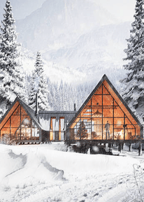 Beautiful modern Hotel amidst Snowy Mountains and Pine Trees by Shark Hotels