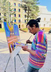 plein-air painting in Medina street Essaouira , augmented reality project