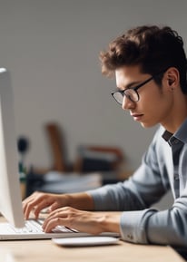 A person holds a bright pink wearable device in one hand while interacting with a smartphone in the other hand. The smartphone screen displays a graph with lines and numerical data, suggesting a tracking or monitoring application. The background consists of a soft, neutral-toned surface with a partial view of a box.
