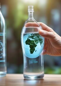 A clear glass filled with sparkling water is placed next to a blue and green can labeled 'tipsy PureTalus Hop Water' on a reflective table. In the background, there are additional glasses and a partially visible bottle, suggesting a setting of casual drinks.