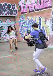 Film set with dancers BTS