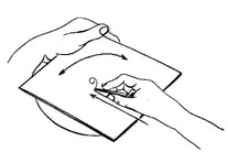 a drawing of a hand holding a pen and writing on a piece of paper