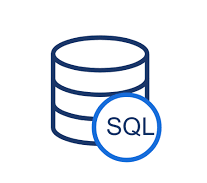 SQL icon: language used by data professionals to query and manage databases