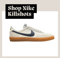 a pair of nike sneakers with the words shop nike killshots