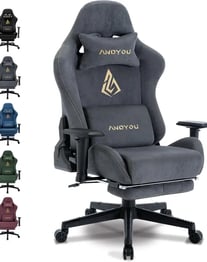 Andyou Silla Gaming Transpirable con Cojín Lumbar Ajustable, Almohada y Reposabrazos