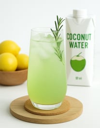 Green beverage with lemon and coconut water