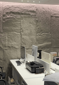 panneaux muraux bureau entreprise gris pierre 3d