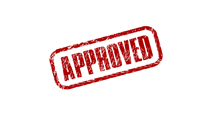 a red rubber stamp with the word approved