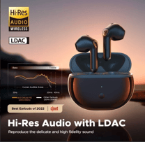 black and gray bluetooth earbuds