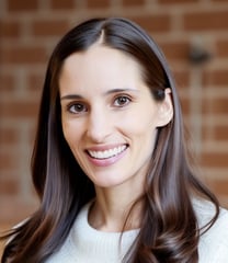 a woman with long hair and a white sweater