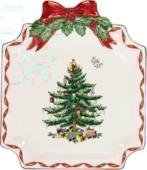 Spode Christmas Tree Ribbons Canape Plate