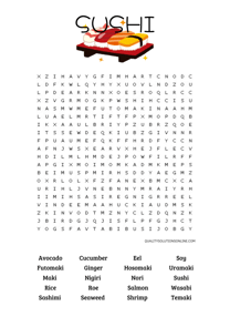 Sushi printable word search 
