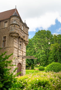 a large castle like building with a tower