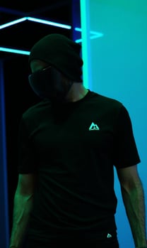 a man in a black shirt  