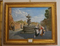 a painting of a woman in a white dress