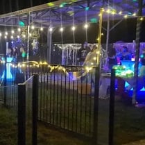 Storm's 18th birthday party at home with a glow bar, cocktail tables and drink towers, boom.