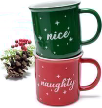 Naughty Nice Christmas Mugs Coffee Set 