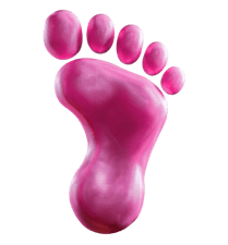 a pink 3d render foot print of a human's foot