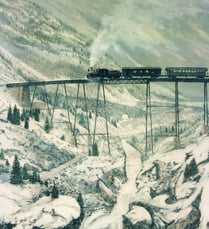 steam train on Georgetown loop high bridge
