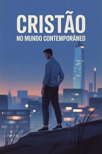 a man standing on a ledge with a city in the background