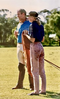 The Leighton's, Ross & Pooh at the polo by Peter Pickering