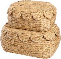 Round Wicker Storage Baskets with Lid