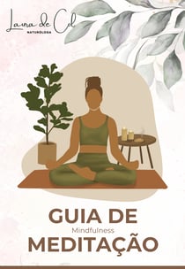 guia de meditação mindfulness. capa de guia. mulher sentada em posição de meditação.