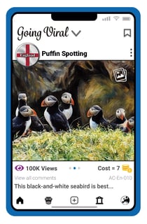 Image of Puffin Spotting Attraction Card from Going Viral Tabletop Game