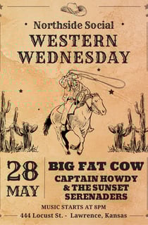 Big Fat Cow headlines Northside Social's May Western Wednesday in LFK.