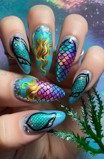 DIY Blue Mermaid Polygel Nail Art