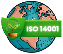 a world map and the ISO 14001 title in front of it 