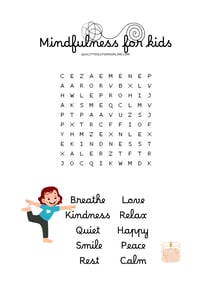 Mindfulness for kids free word search