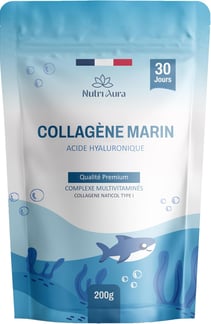 Sachet de collagène marin NutriAura riche en acide hyaluronique