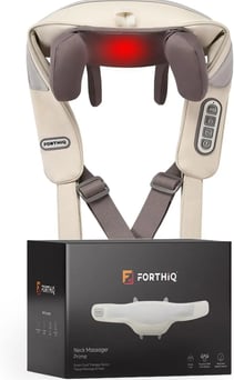 FORTHiQ Masajeador de cuello tipo mano, calor ajustable y velocidad de masaje