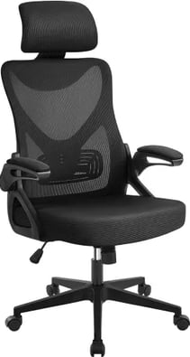 Yaheetech Silla Ergonomica Giratoria con Reposacabeza Silla Giratoria Negro