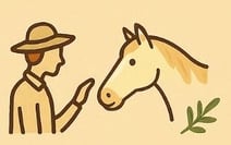 Enseignant caresse un cheval